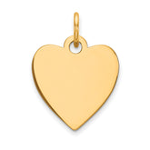 14k Gold Heart Shaped Engravable Charm Pendant,14x15mm fine designer jewelry for men and women